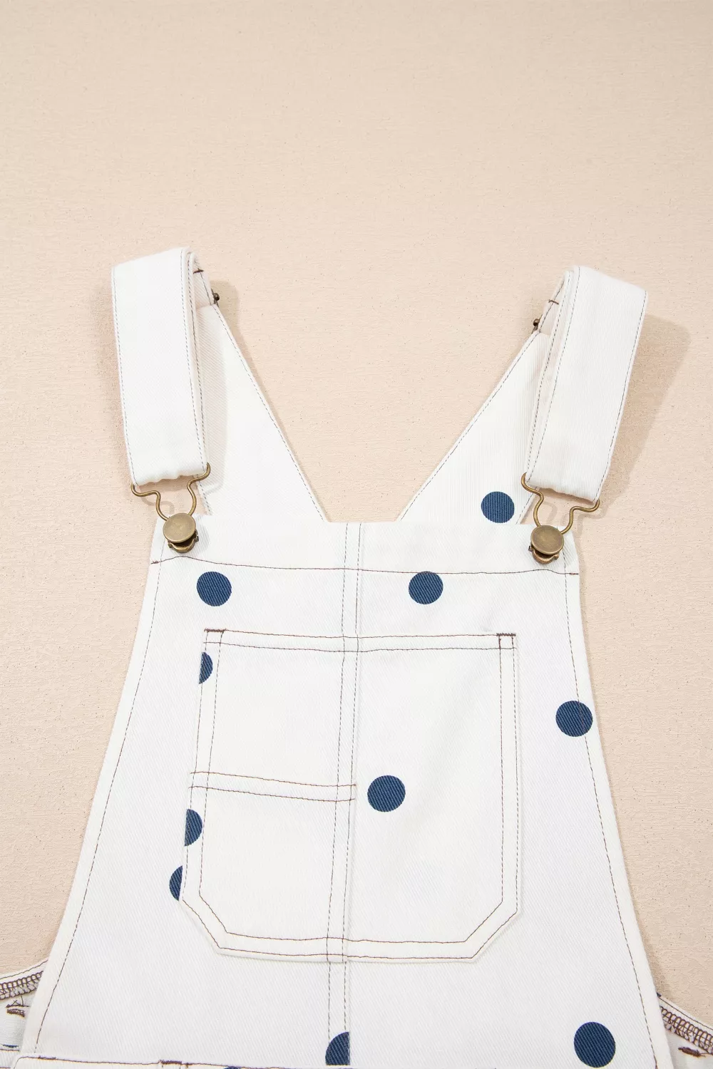 Polka Dot Print Bib Pocket Denim Barrel Overalls Jumpsuit, image 7