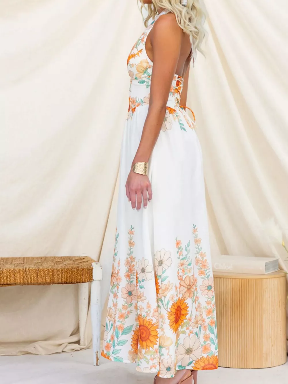 Floral Print Halter Neck Maxi Dress, image 6