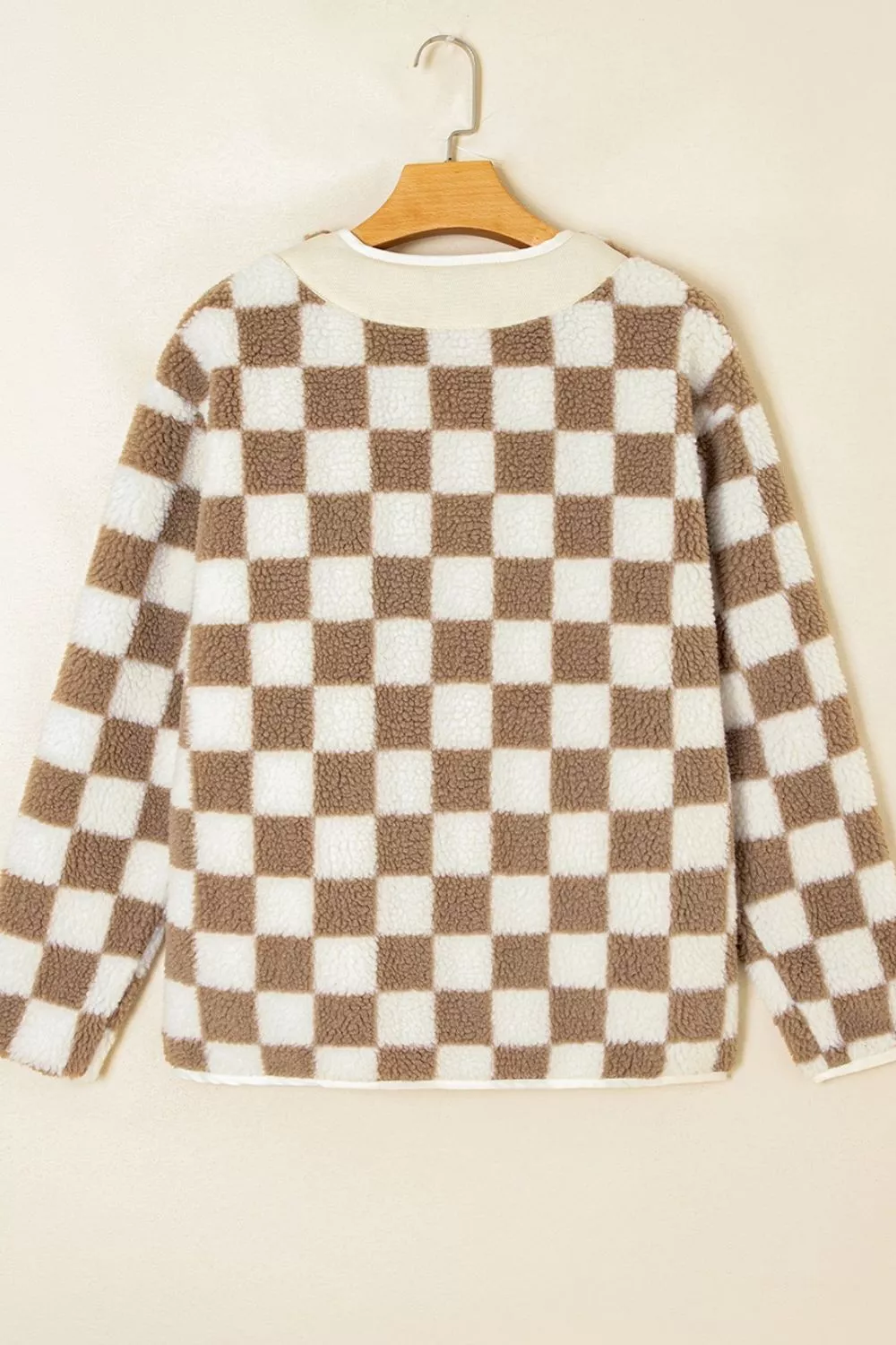 Checkered Sherpa Oversized Button Up Jacket, image 9