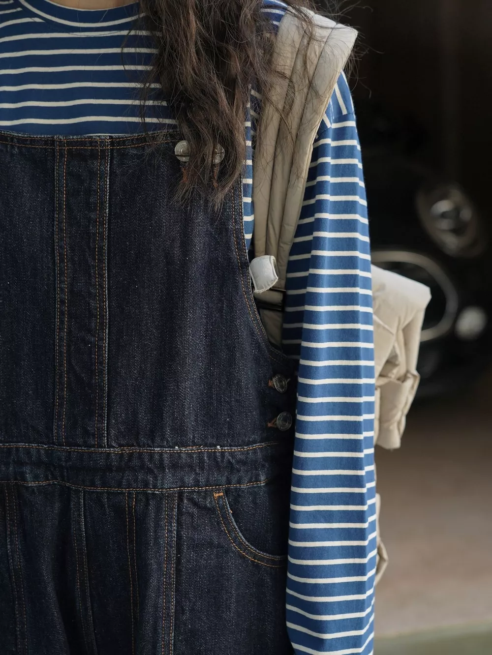 Vintage Dark Wash Wide-Leg Denim Overalls, image 30