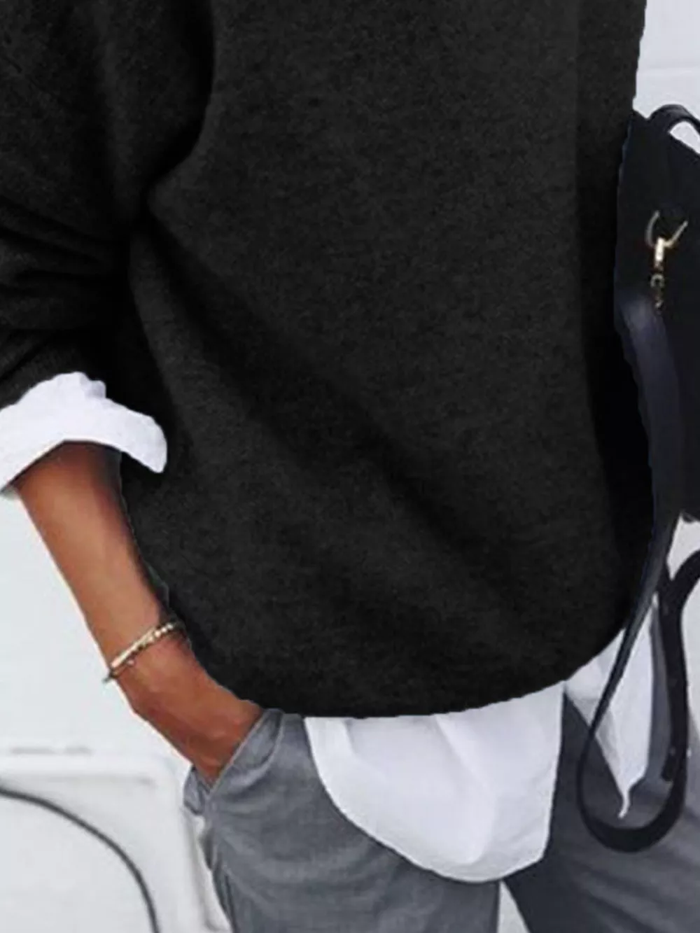 Full Size Round Neck Long Sleeve Sweater Plus Size, image 13