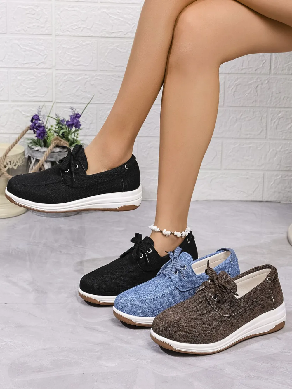 Lace Up Wedge Sneakers, image 2