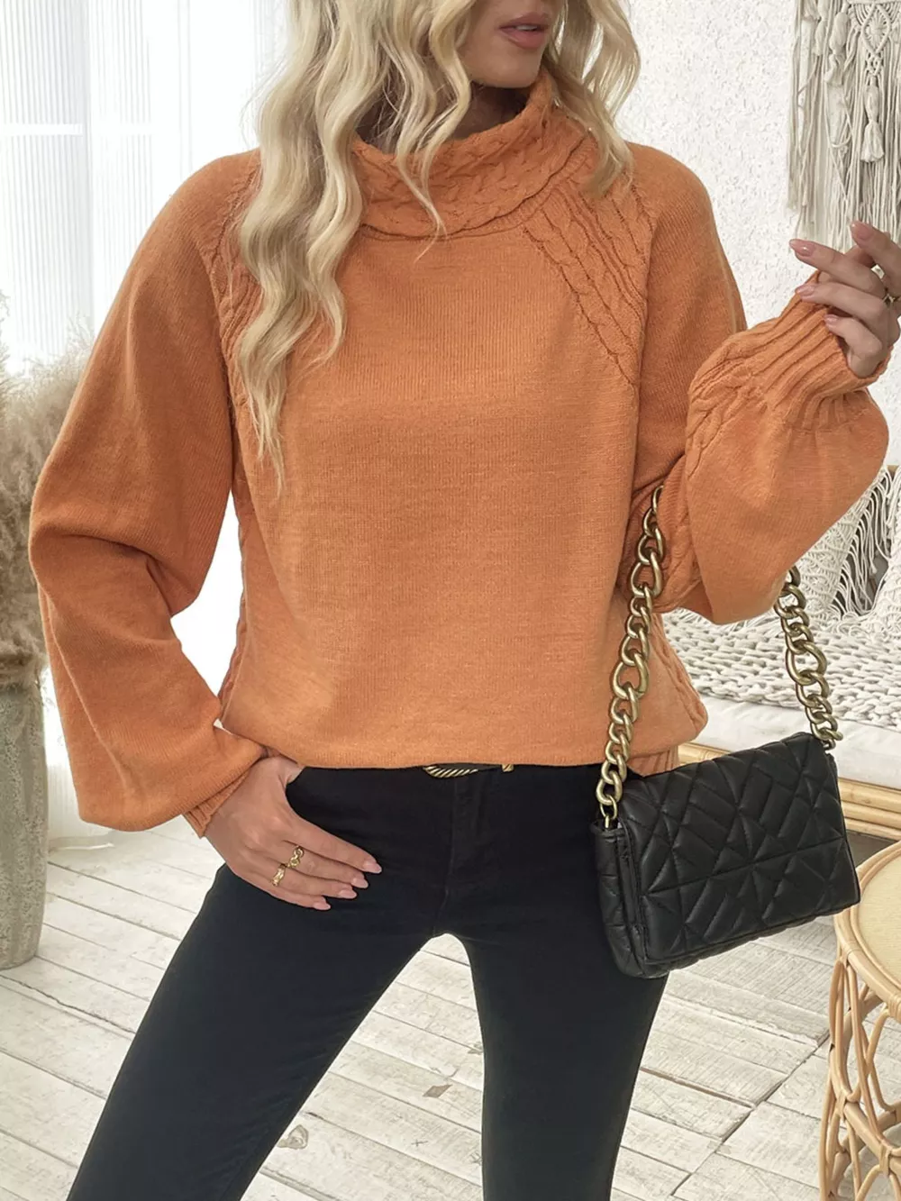 Cable Knit Turtleneck Sweater, image 8