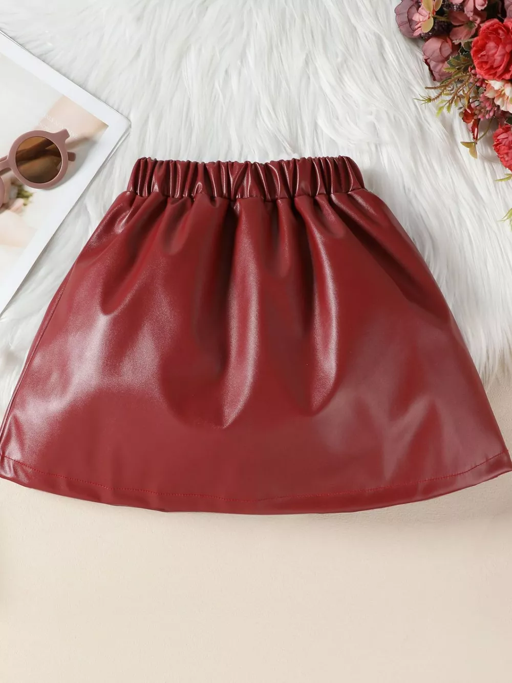 Children's Ruffled Faux Leather Top and Skirt Set, image 13