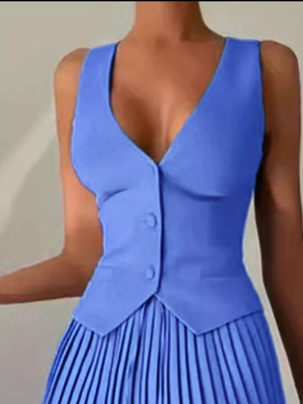 Button Up Vest and Pleated Mini Skirt Set, image 4