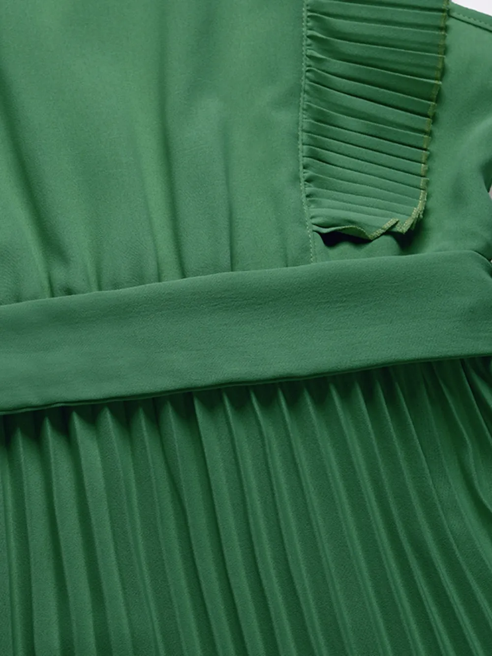 Tied Surplice Cap Sleeve Pleated Dress, image 10