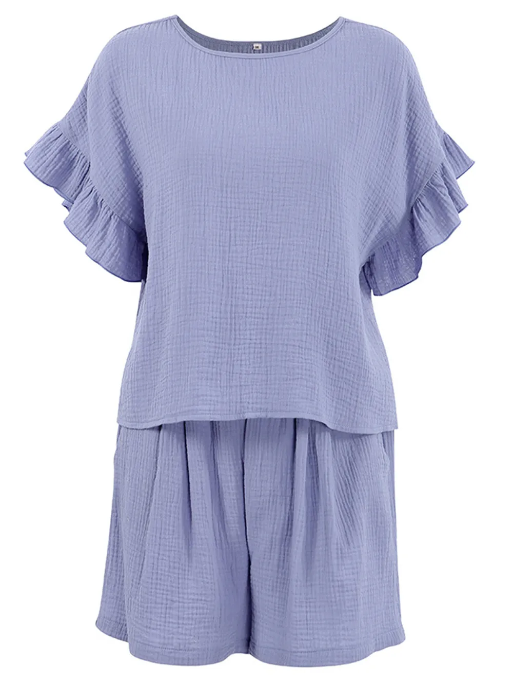 Ruffled Round Neck Top and Shorts Set, image 7