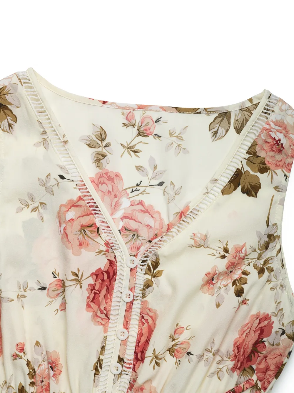 Printed Ruffled Hem V-Neck Sleeveless Dress, image 8