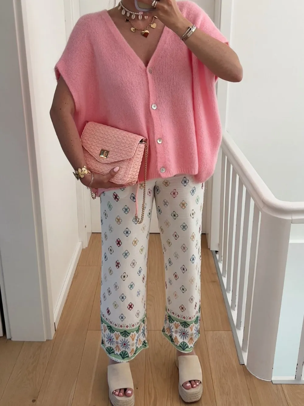 V-Neck Button Up Short Sleeve Cardigan, image 5