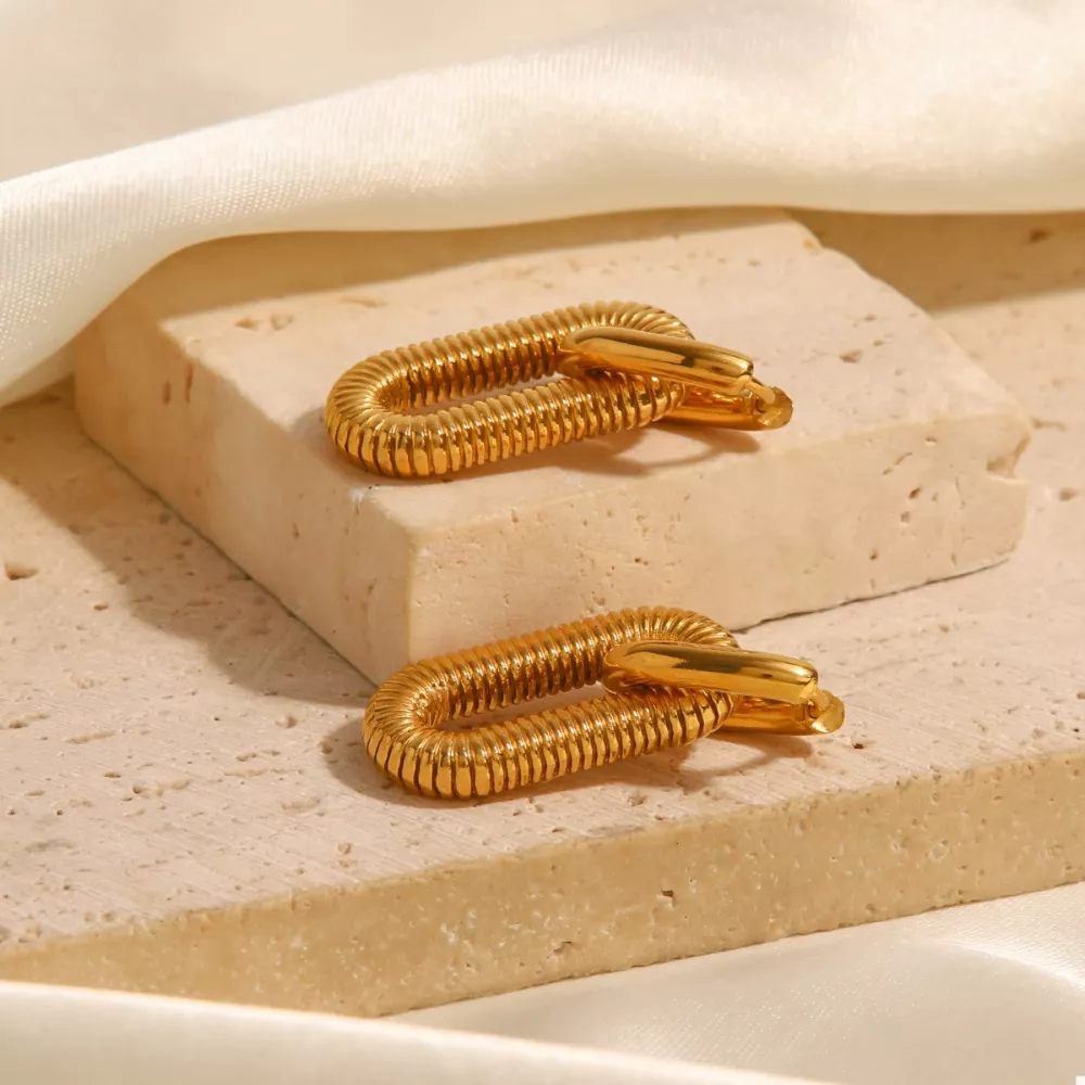 Geometric Link Drop Earrings, image 7