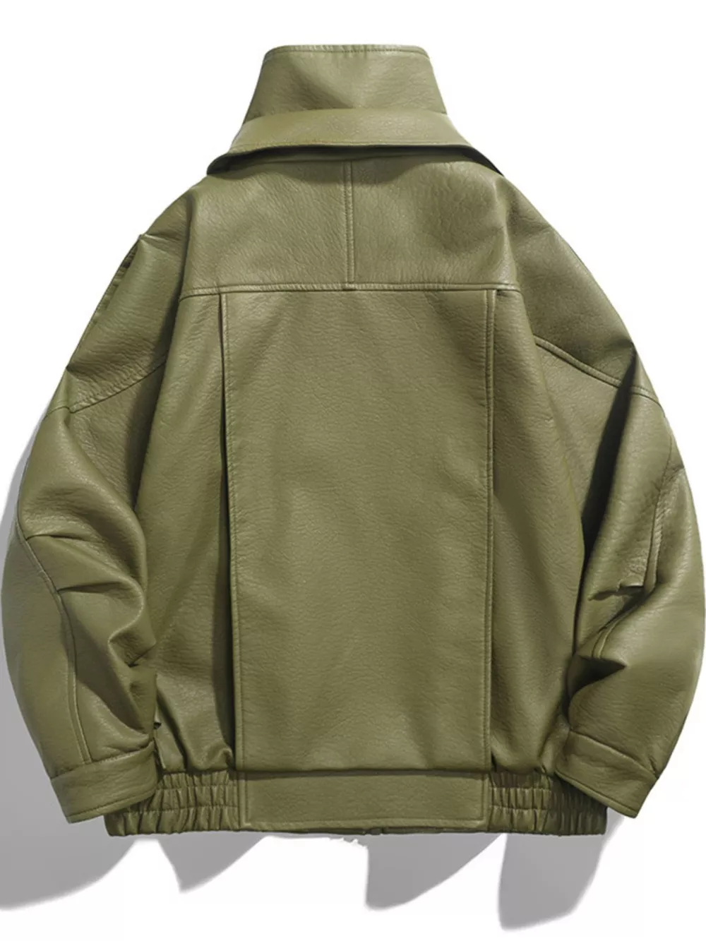 Men's Zip Up Leather Moto Jacket, image 4