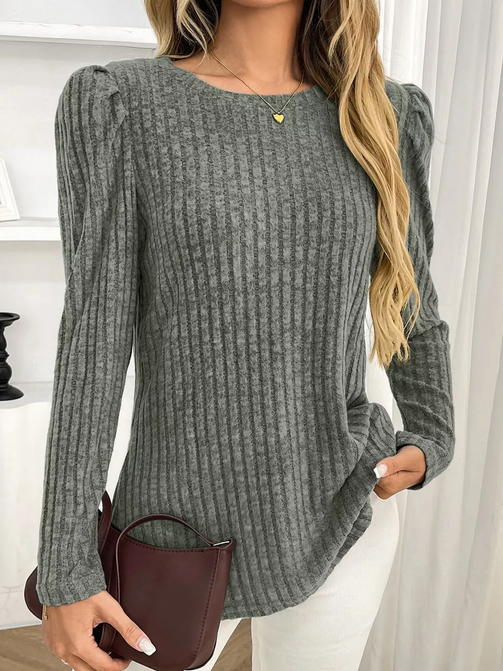 Round Neck Puff Sleeve T-Shirt, image 26