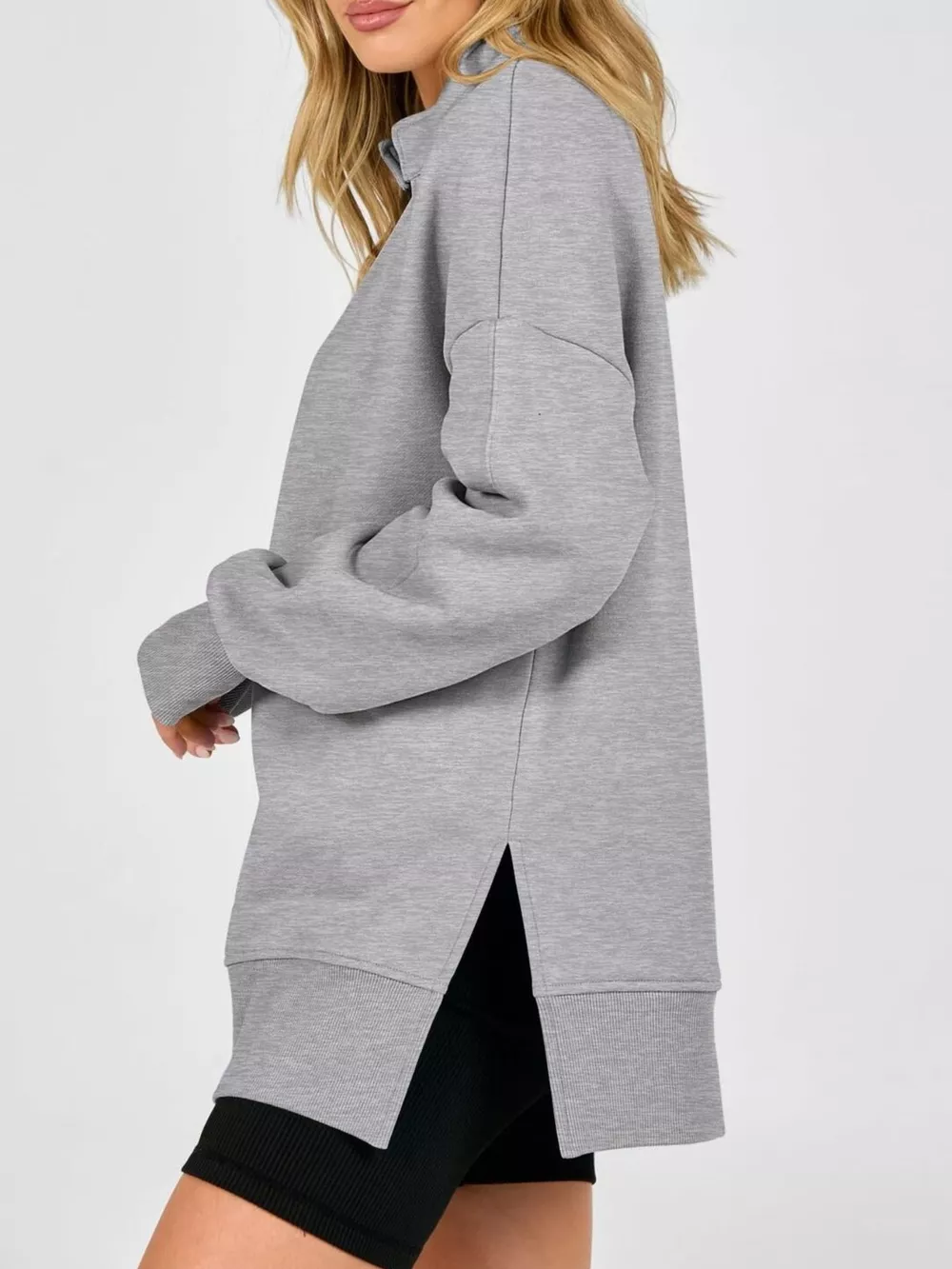 Quarter-Zip Dropped Shoulder Sweatshirt, image 13