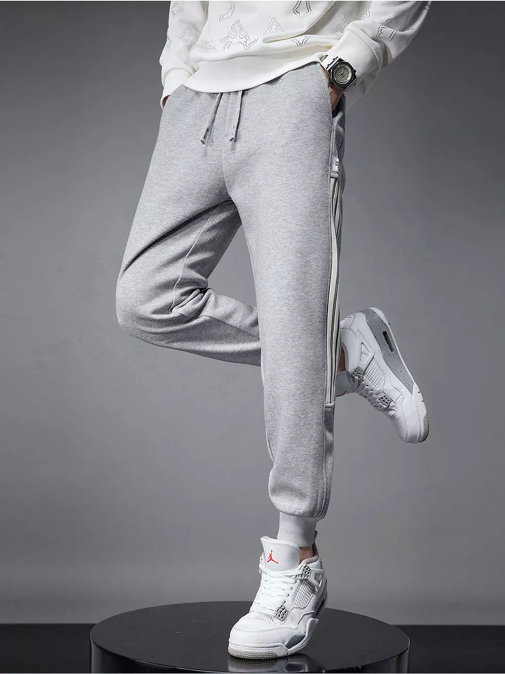 Men's Side Striped Drawstring Joggers, image 6