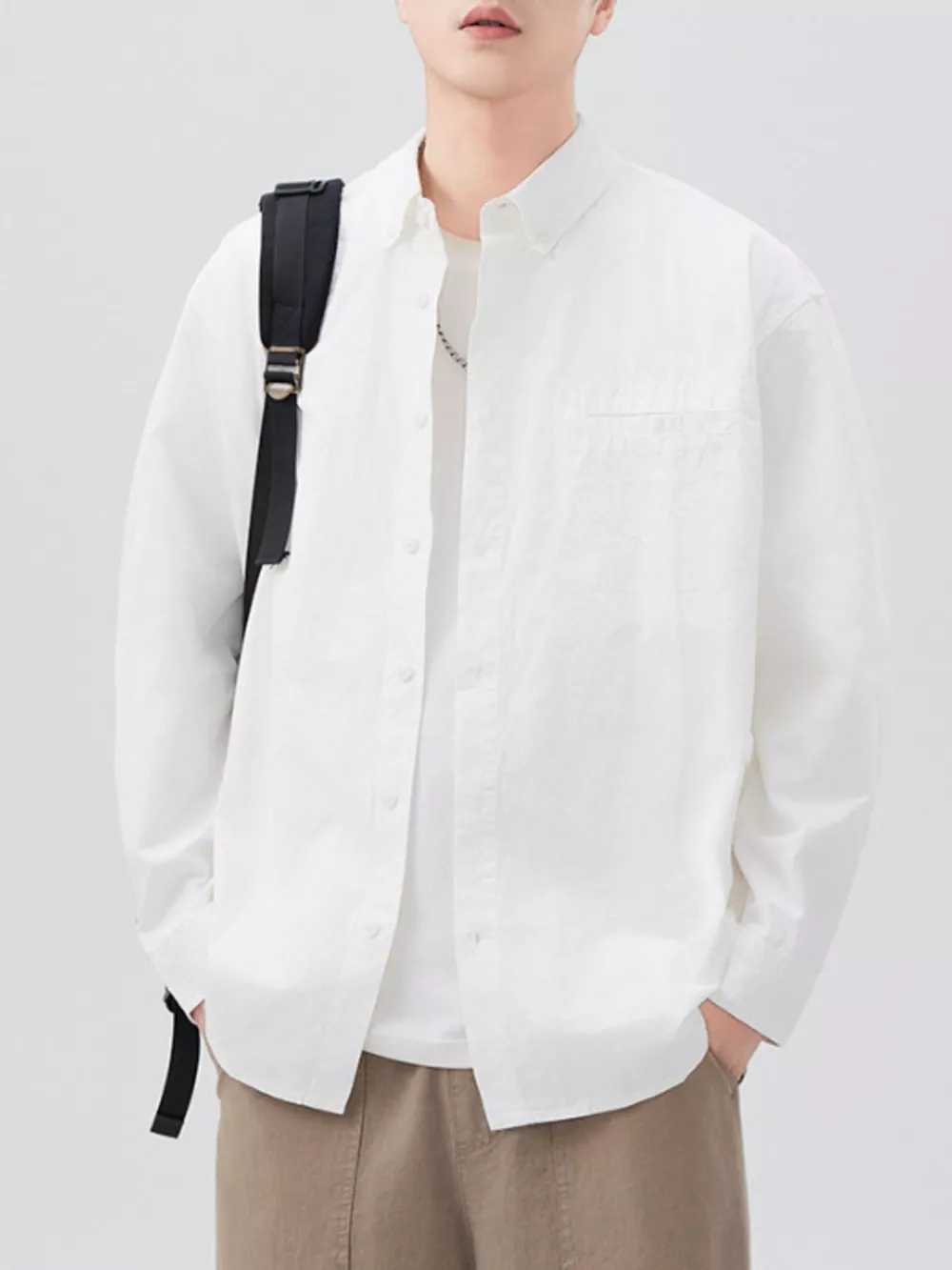 Men's Plus Size Button Up Long Sleeve Shirt, image 3