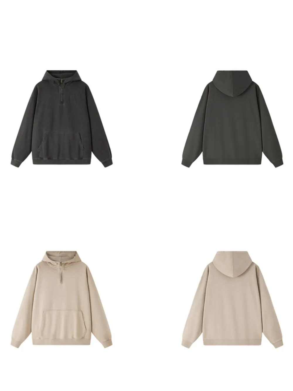 Men's Washed Quarter-Zip Hoodie with Kangaroo Pocket, image 15