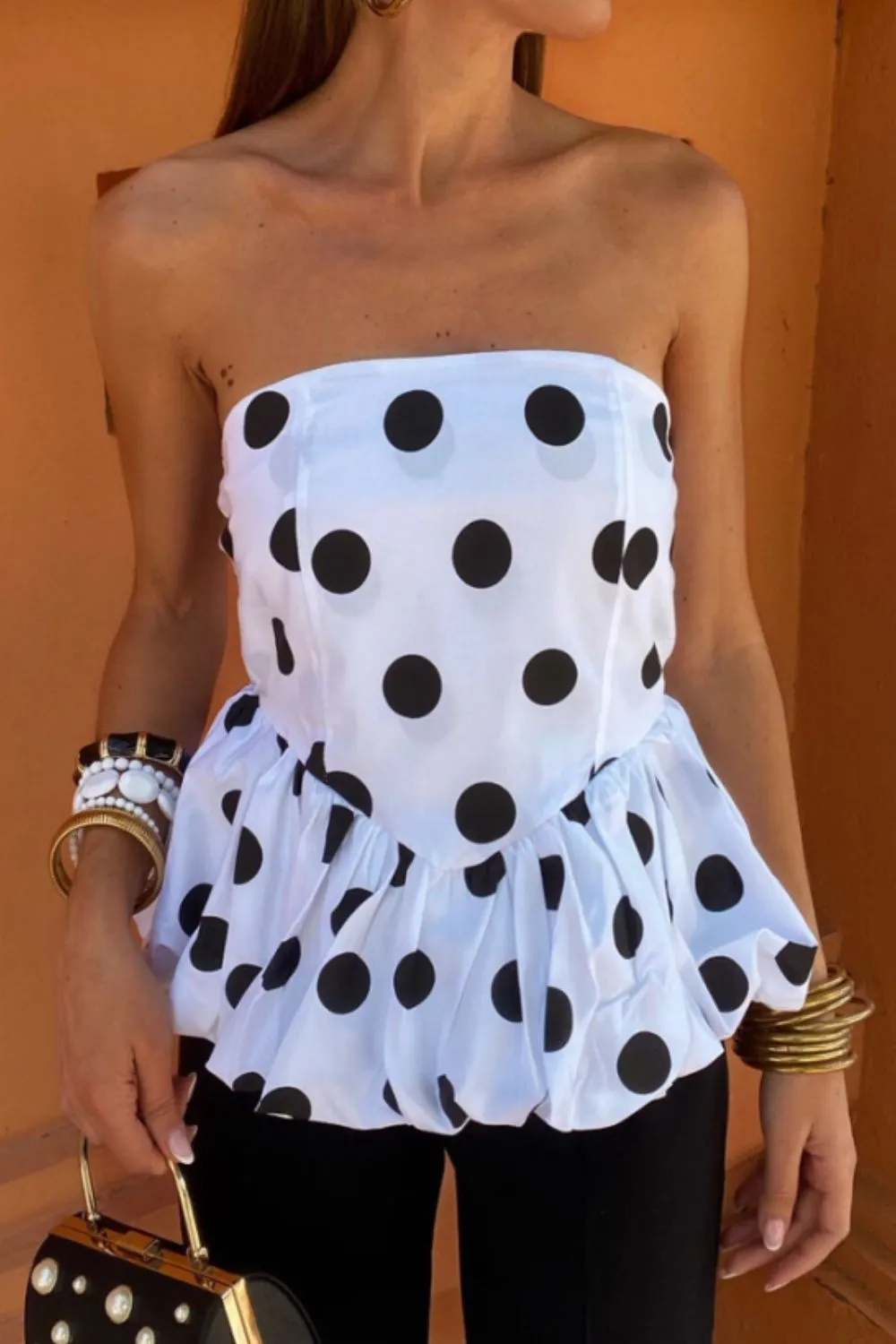 Smocked Back Bubble Hem Tube Top, image 11