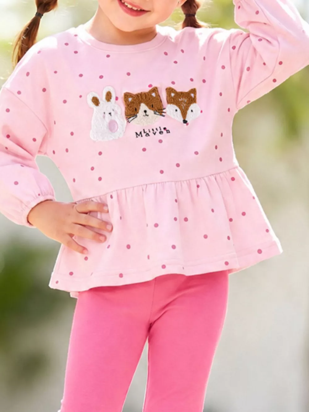 Children's Animal Peplum Top and Leggings Set, image 3