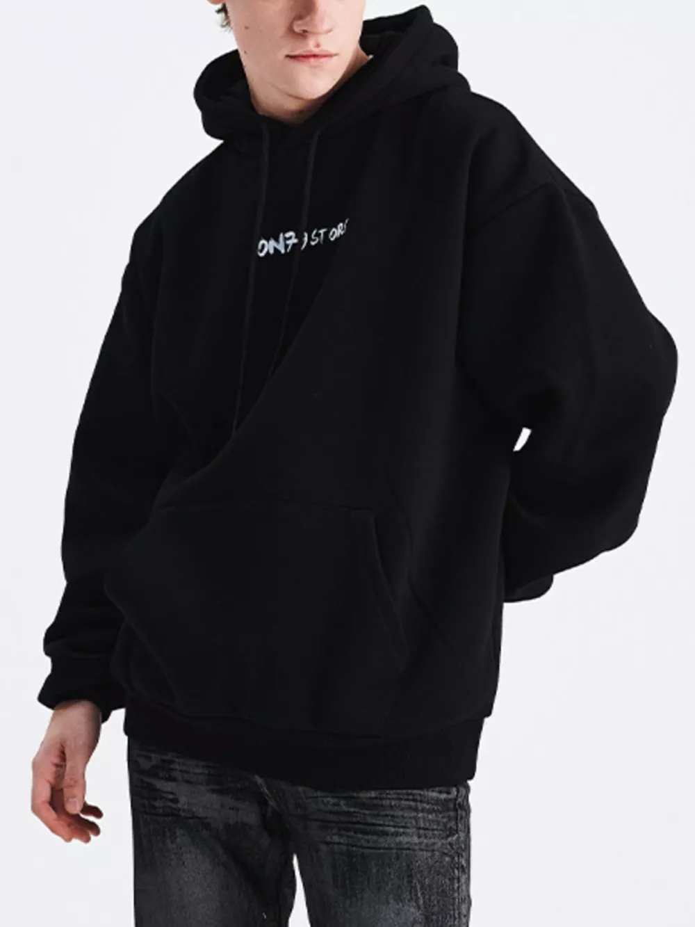 Men's Drop Shoulder Drawstring Hoodie, image 2