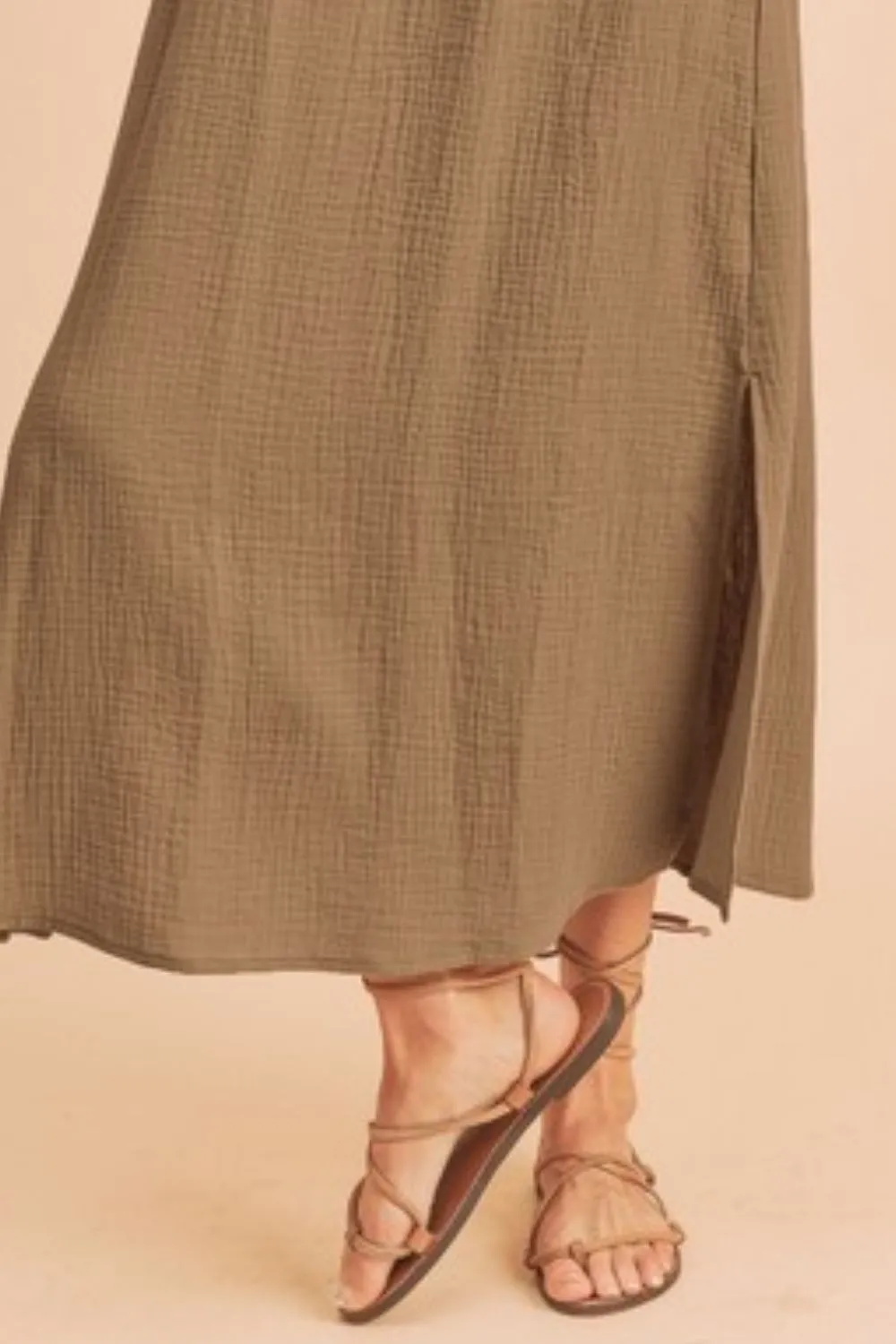 Side Slit Round Neck Sleeveless Tank Dress, image 3