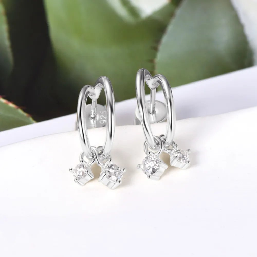 925 Sterling Silver Moissanite C-Hoop Earrings, image 4