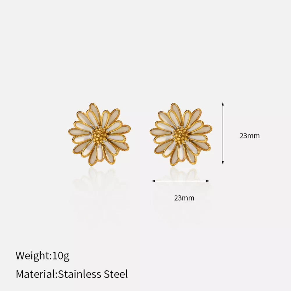 18K Gold-Plated Flower Stud Earrings, image 5