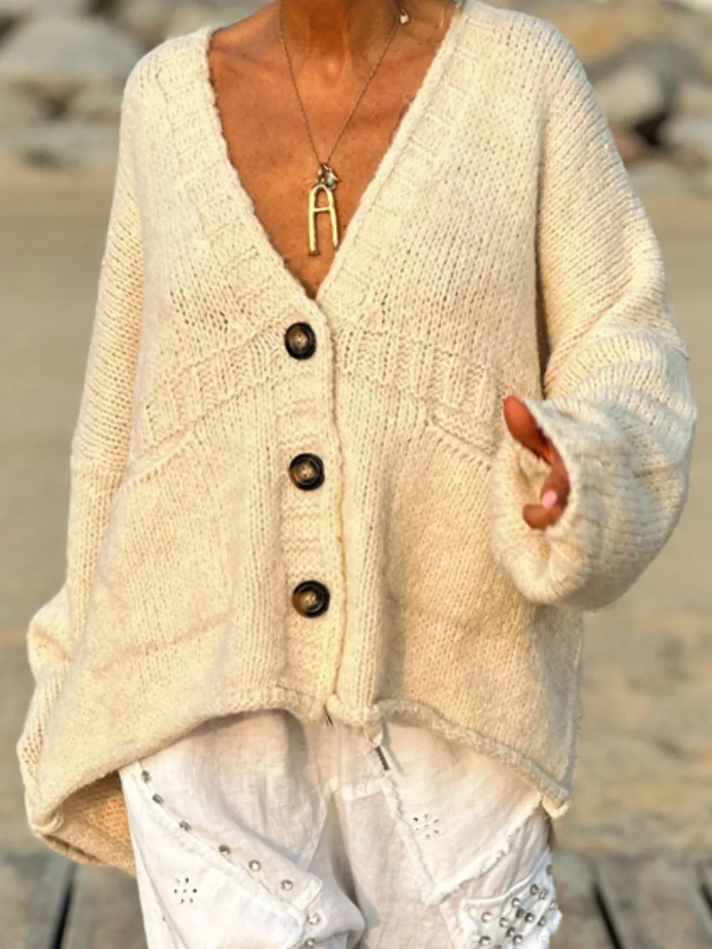 Pocketed V-Neck Button Up Cardigan, image 15