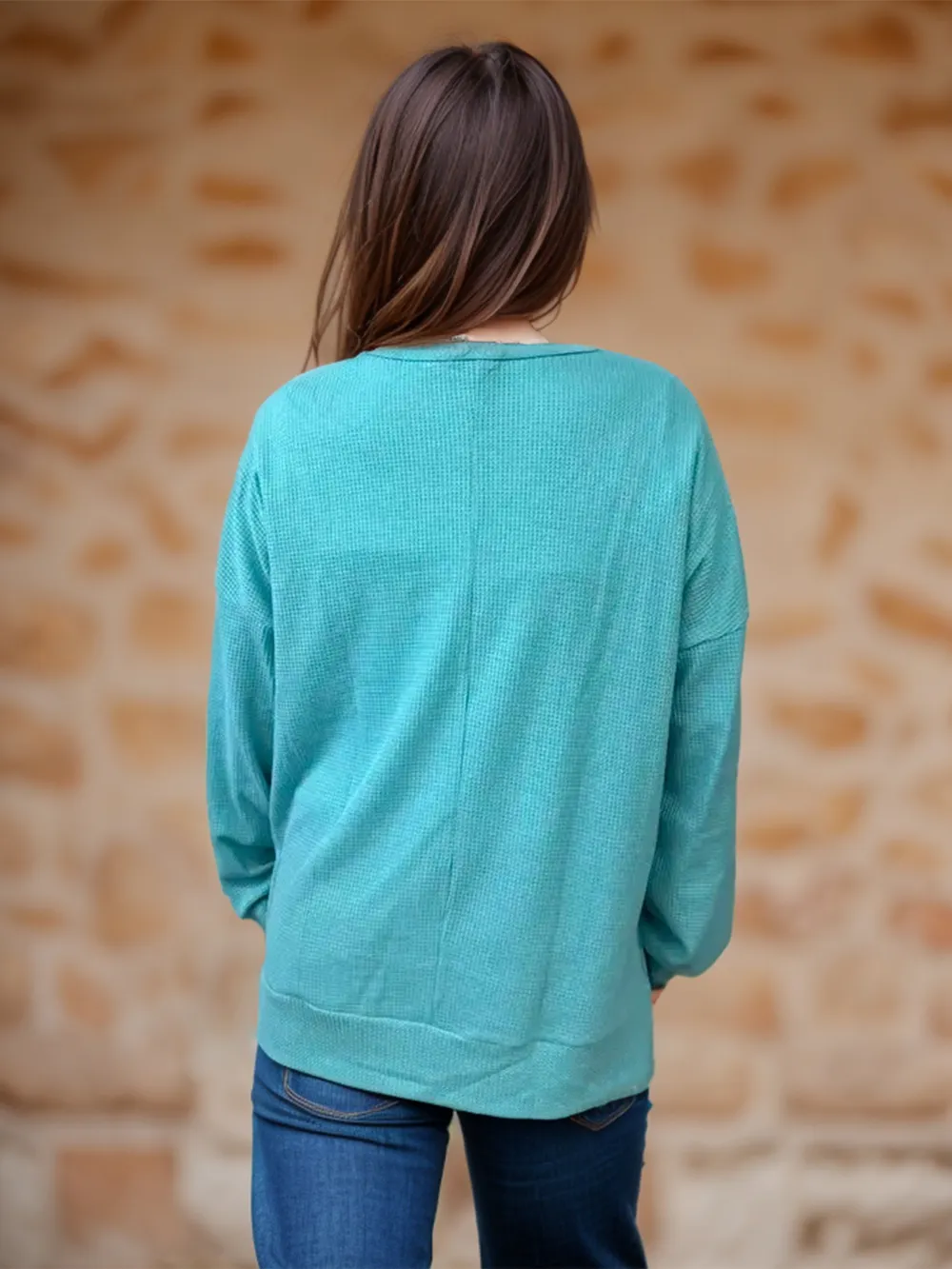 Side Slit Round Neck Long Sleeve T-Shirt, image 6