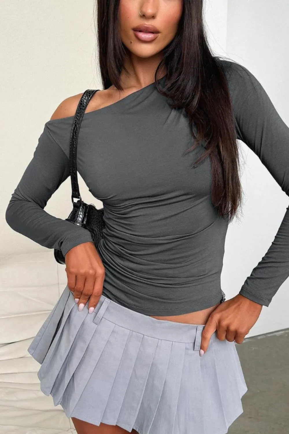 Single Shoulder Long Sleeve T-Shirt, image 5