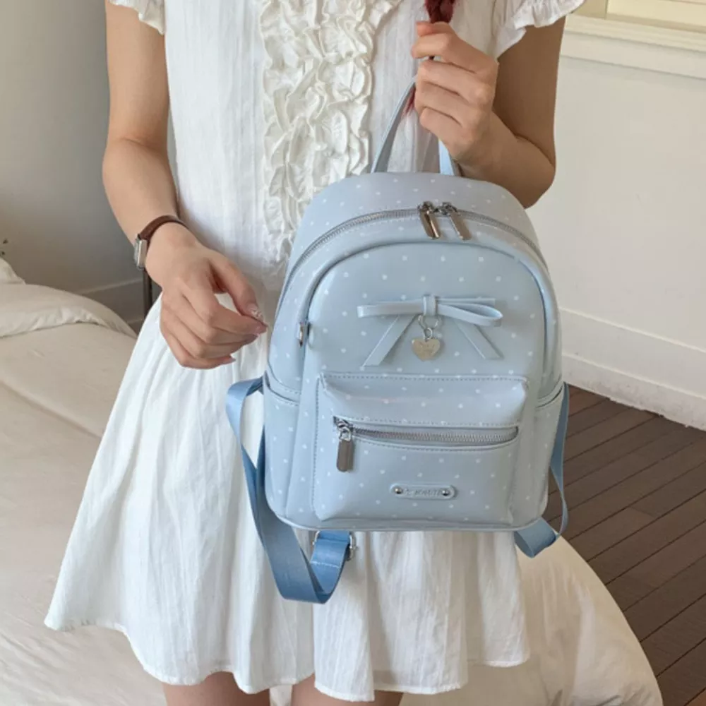 Polka Dot Bow Backpack Bag, image 3