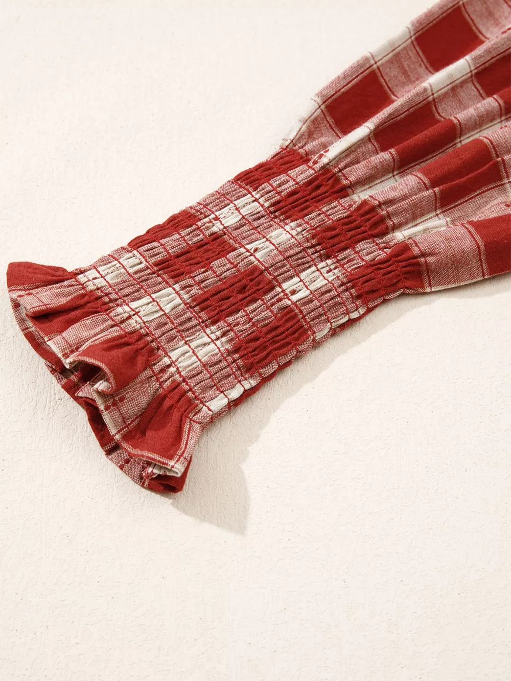 Plaid Print Smocked Puff Sleeve Mini Dress, image 5