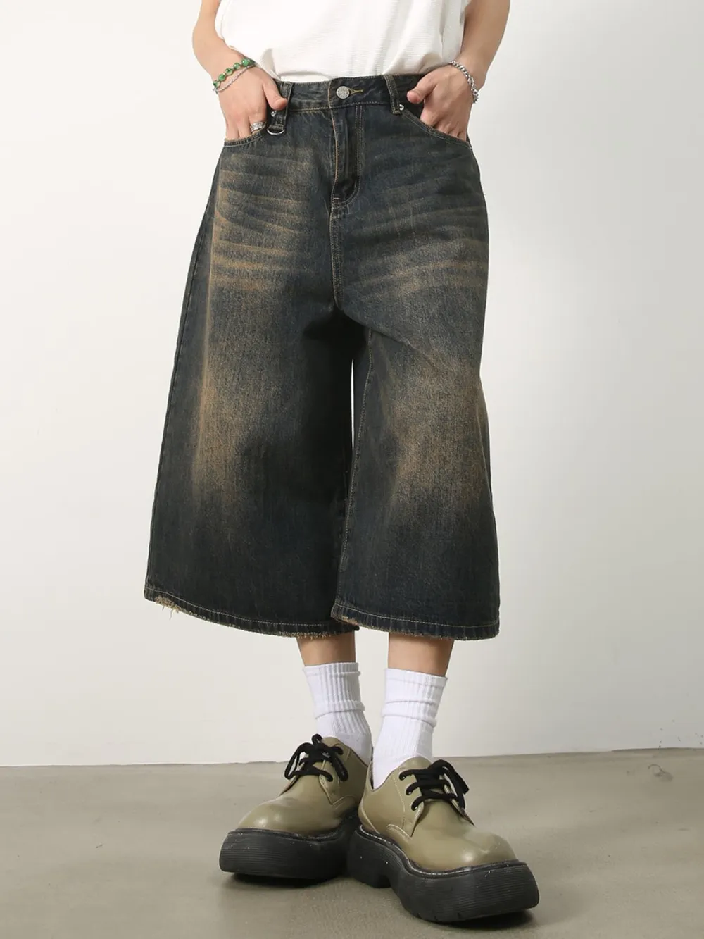 Men's Wide Leg Denim Shorts, image 5