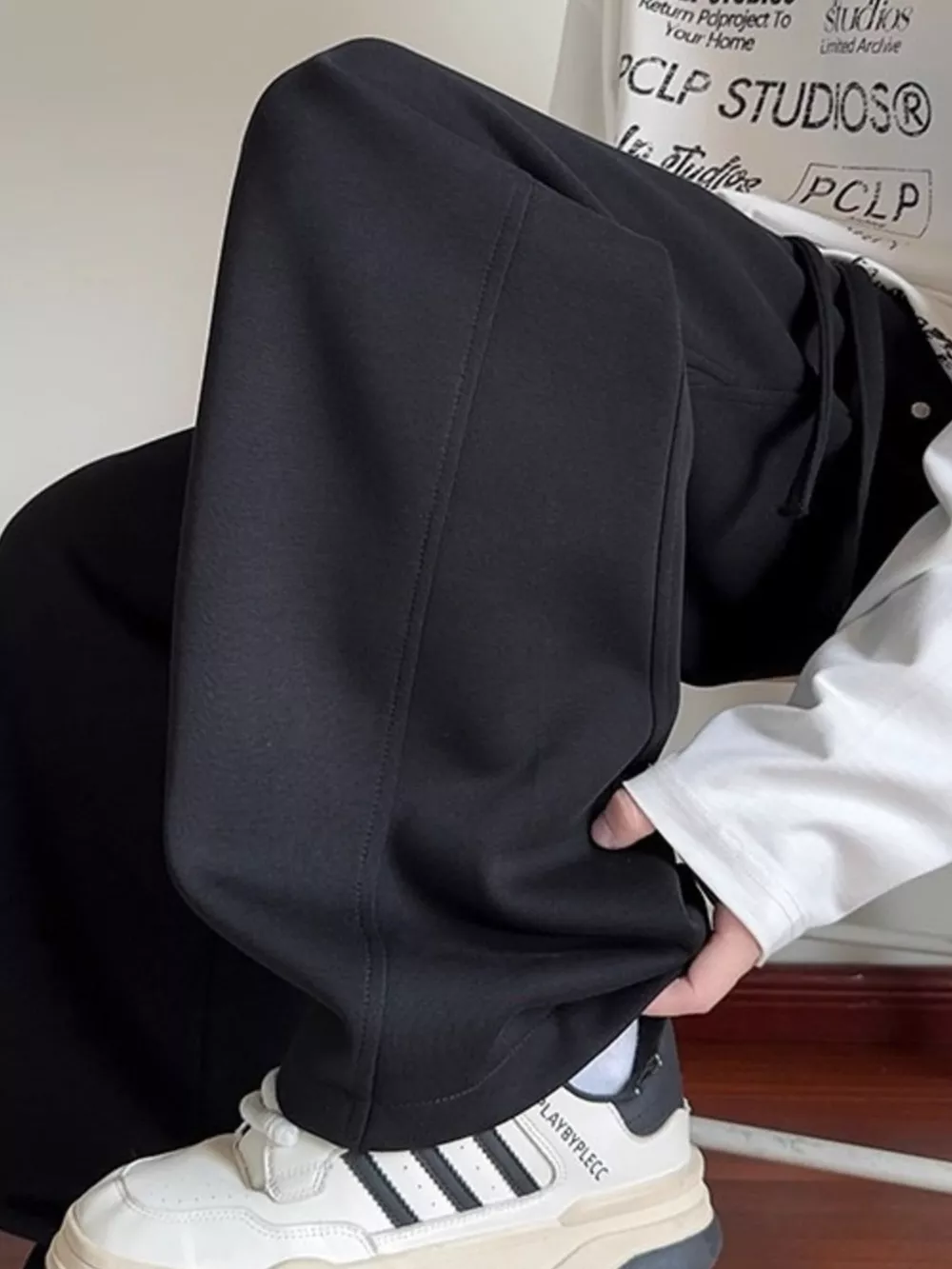 Men's Plus Size Drawstring Wide Leg Pants, image 5
