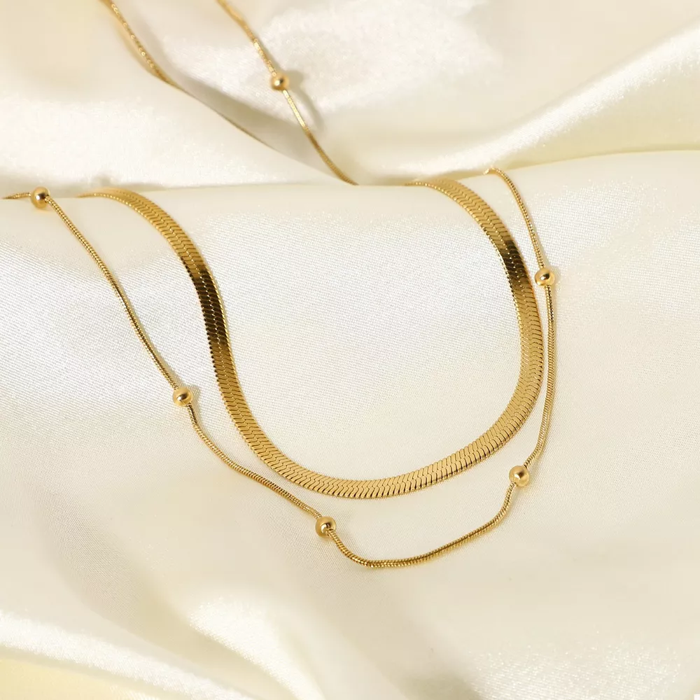 2 Piece 18K Gold-Plated Chain Necklace, image 3