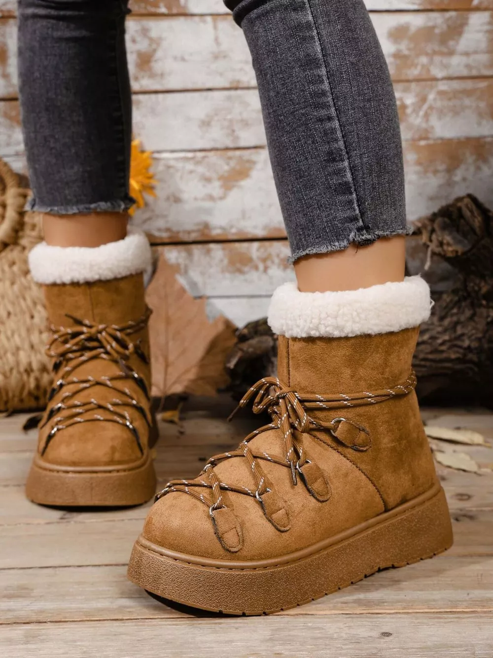 Round Toe Lace Up Platform Boots, image 8