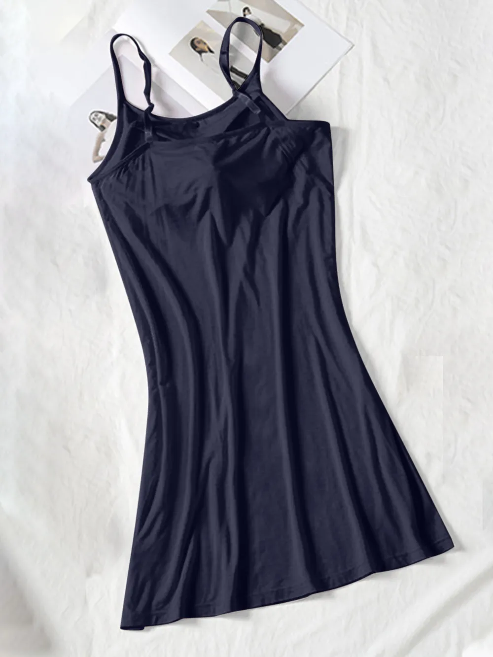 Round Neck Spaghetti Strap Cami Dress with Bra, image 13