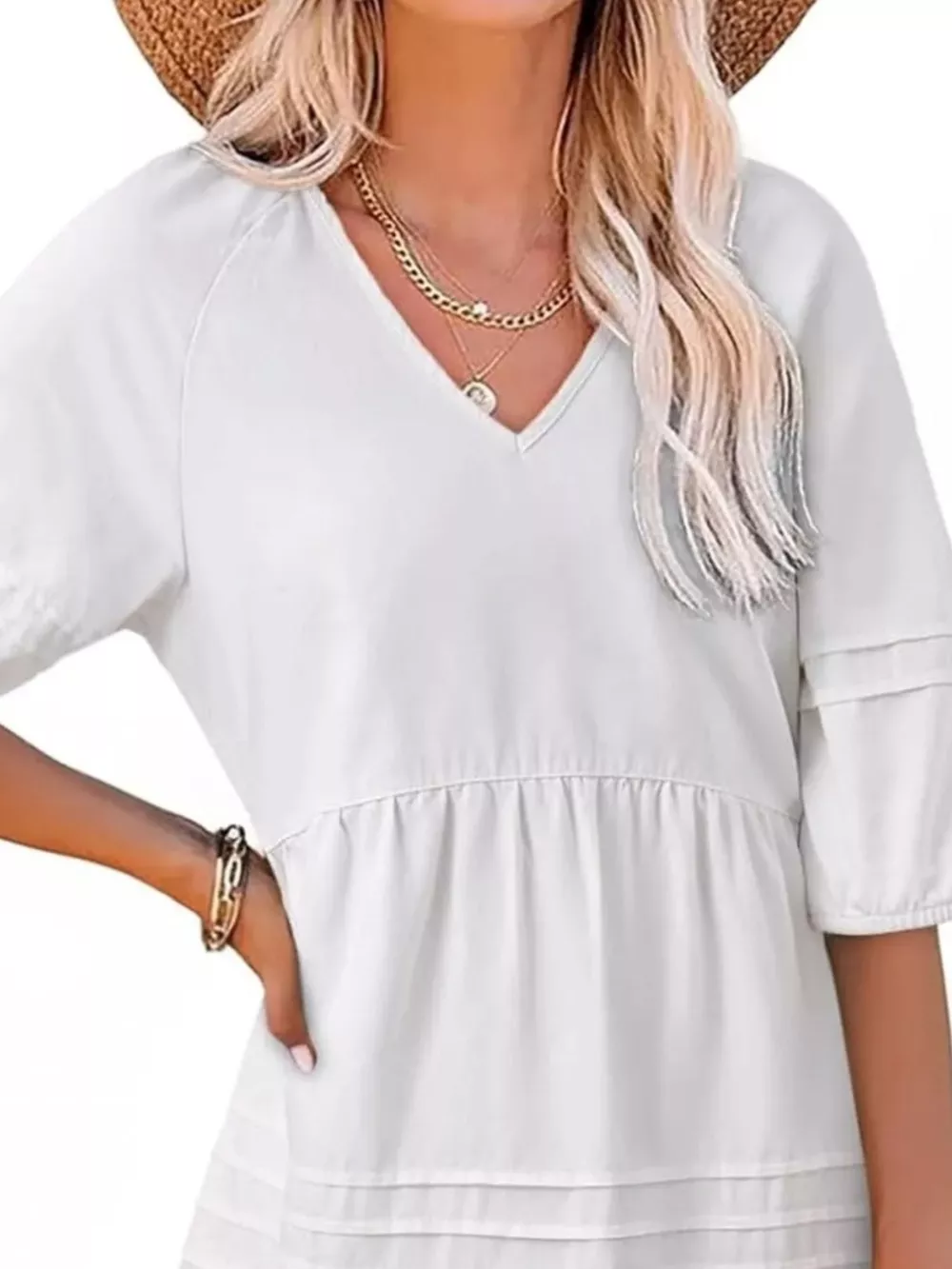 Casual V-Neck Puff Sleeve Denim Mini Dress, image 9