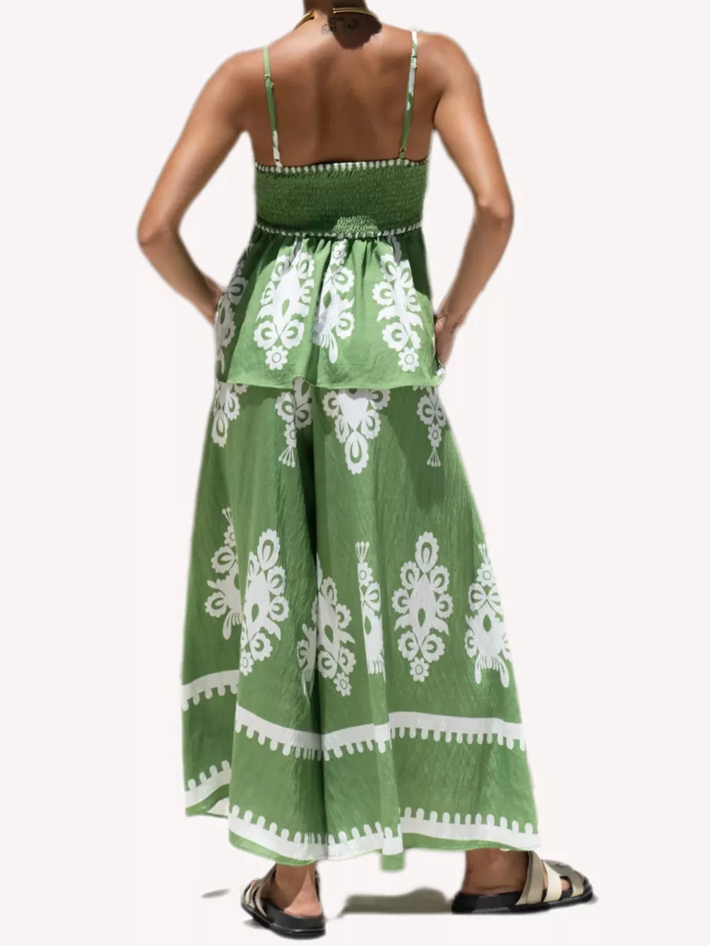 Printed Cami and Wide Leg Pants Set, image 9