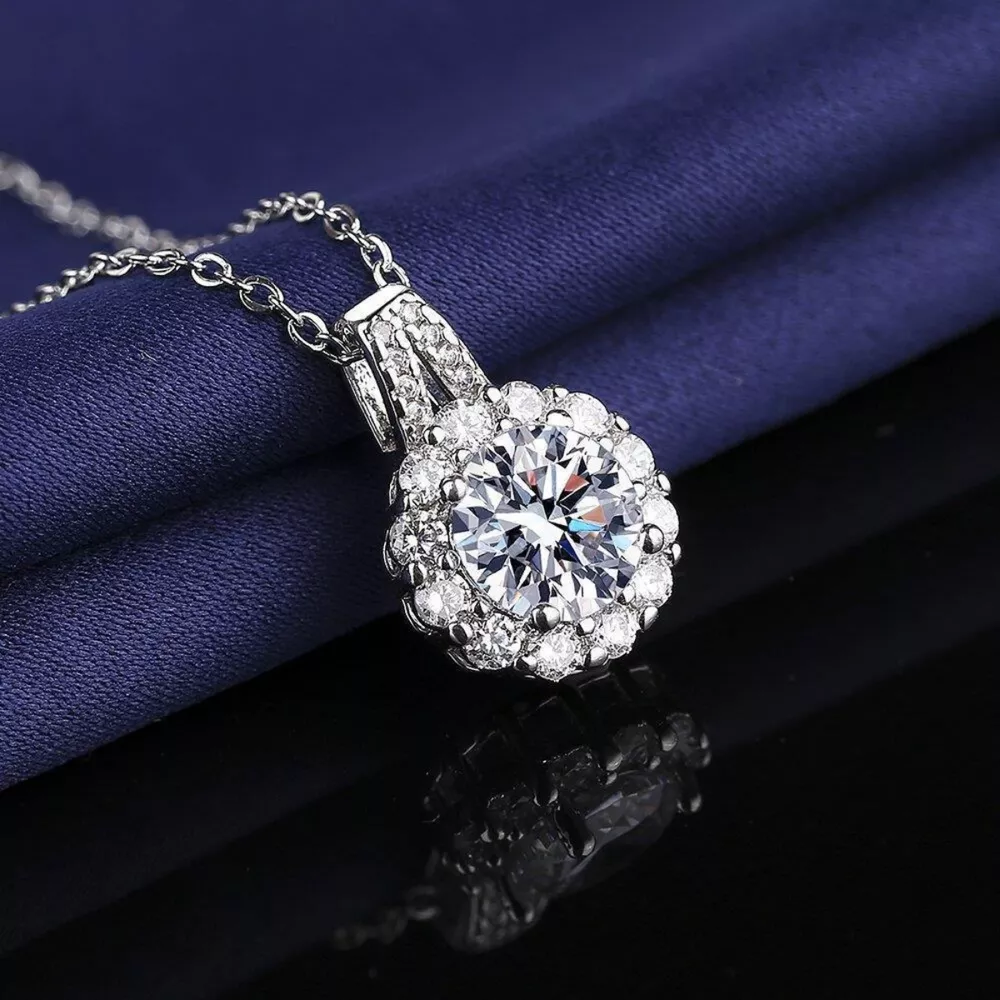 2 Carat Moissanite 925 Sterling Silver Necklace