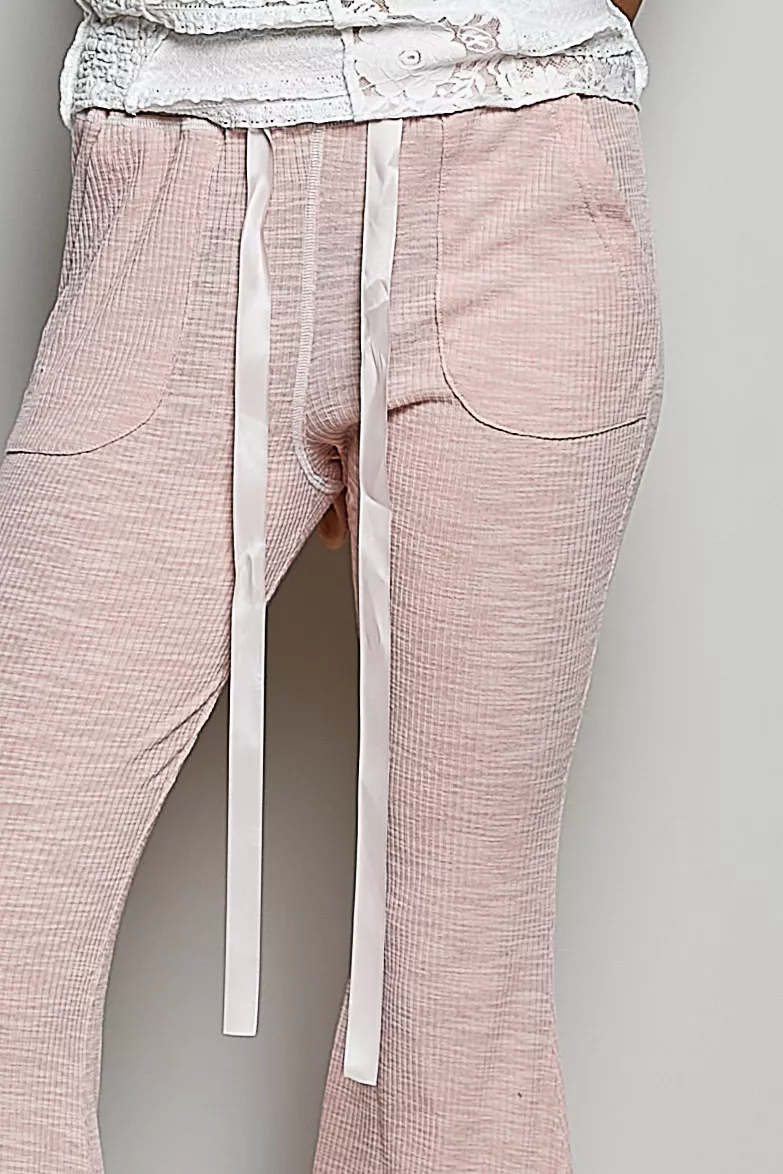 Drawstring Textured Ribbed Knit Pants, image 6