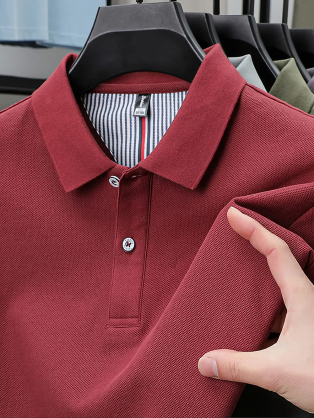 Men's Plus Size Button Detail Short Sleeve Polo, image 11