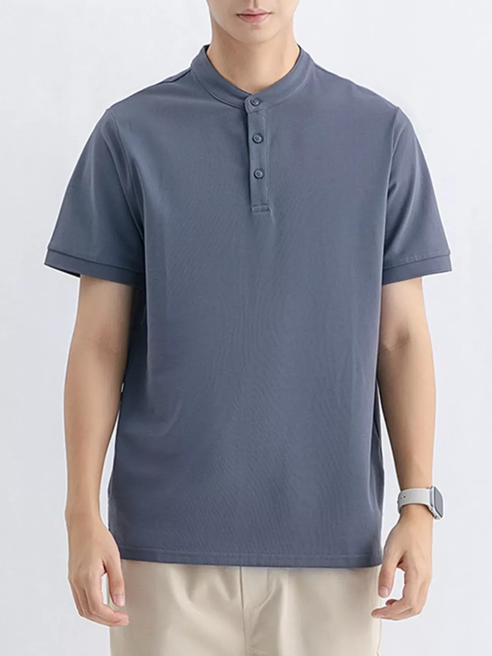 Men's Plus Size Button Detail Short Sleeve Top, image 9