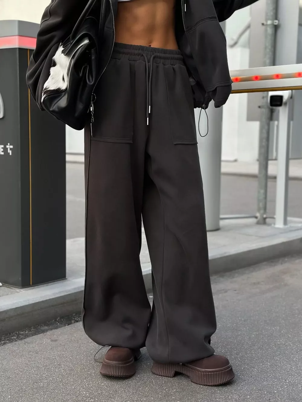 Oversized Zip-Up Hoodie and Wide-Leg Pants Set, image 34