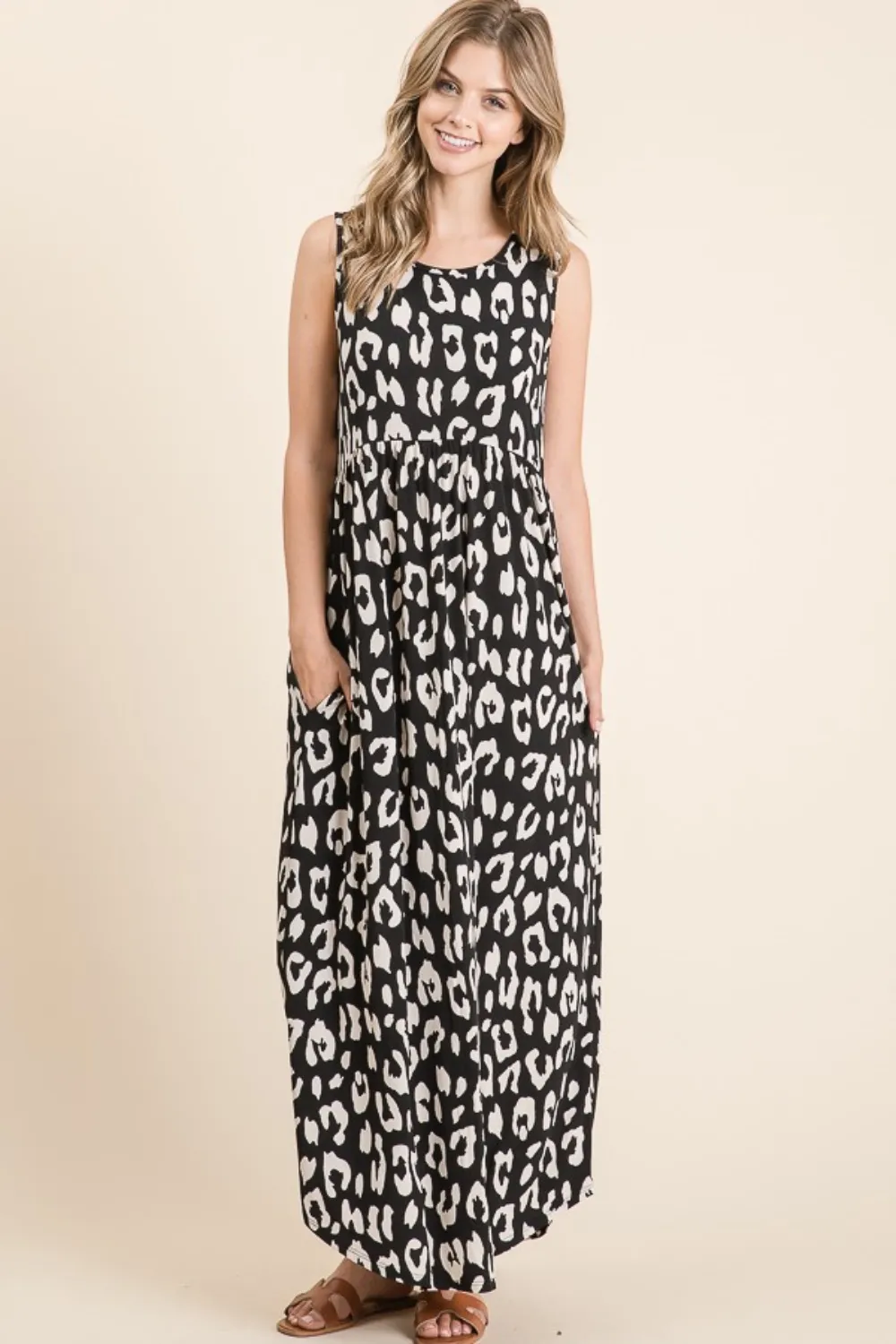 Leopard Maxi Dress with Pockets, image 3