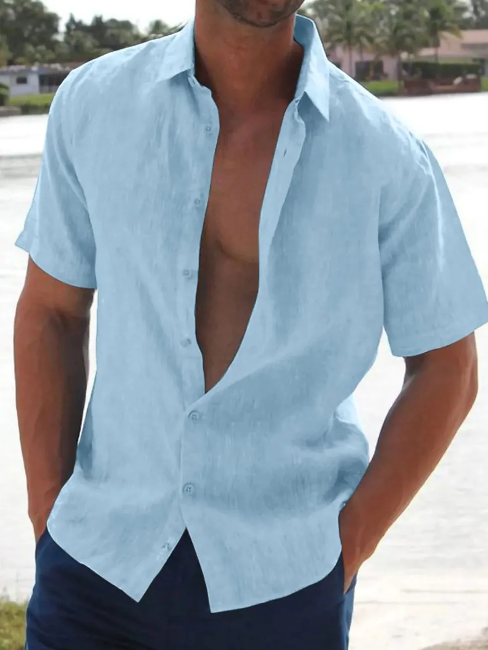 Men's Full Size Button Up Short Sleeve Shirt Plus Size, image 5