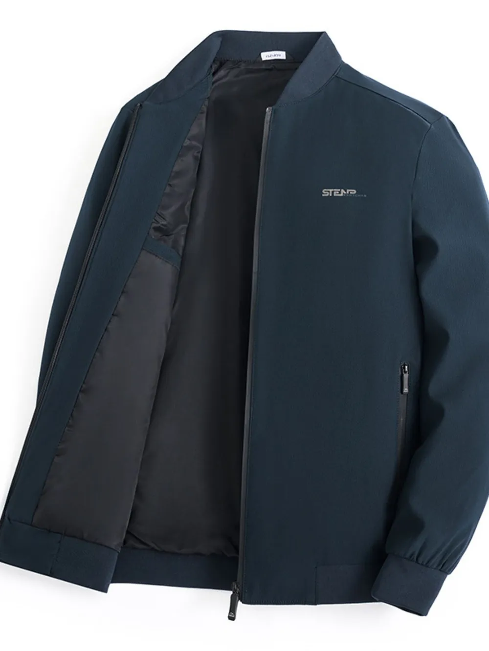 Men's Plus Size Zip-Up Bomber Jacket with Pockets, image 5