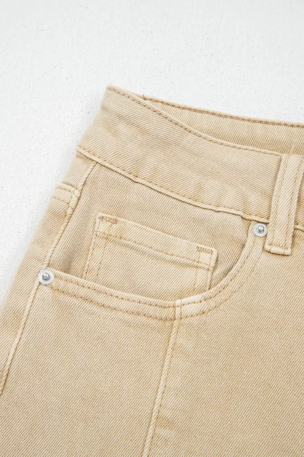 Solid Color Seamed Center Wide Leg Cropped Jeans, image 10