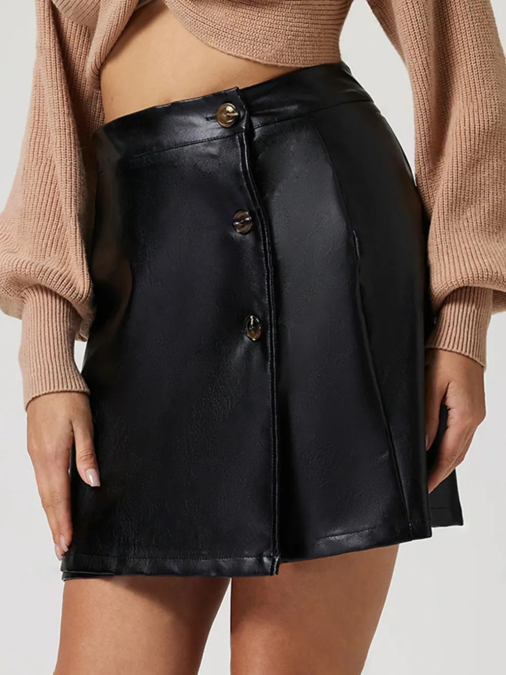 Buttoned High Rise Mini Skirt, image 4