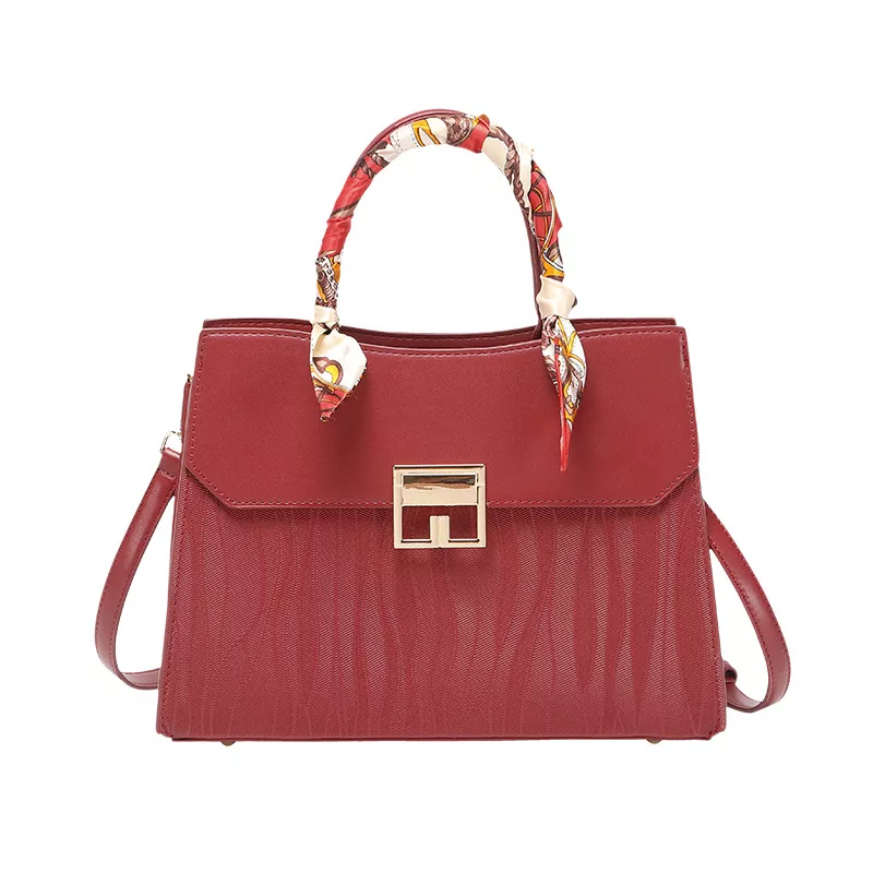 Scarf Decor Leather Handbag, image 6