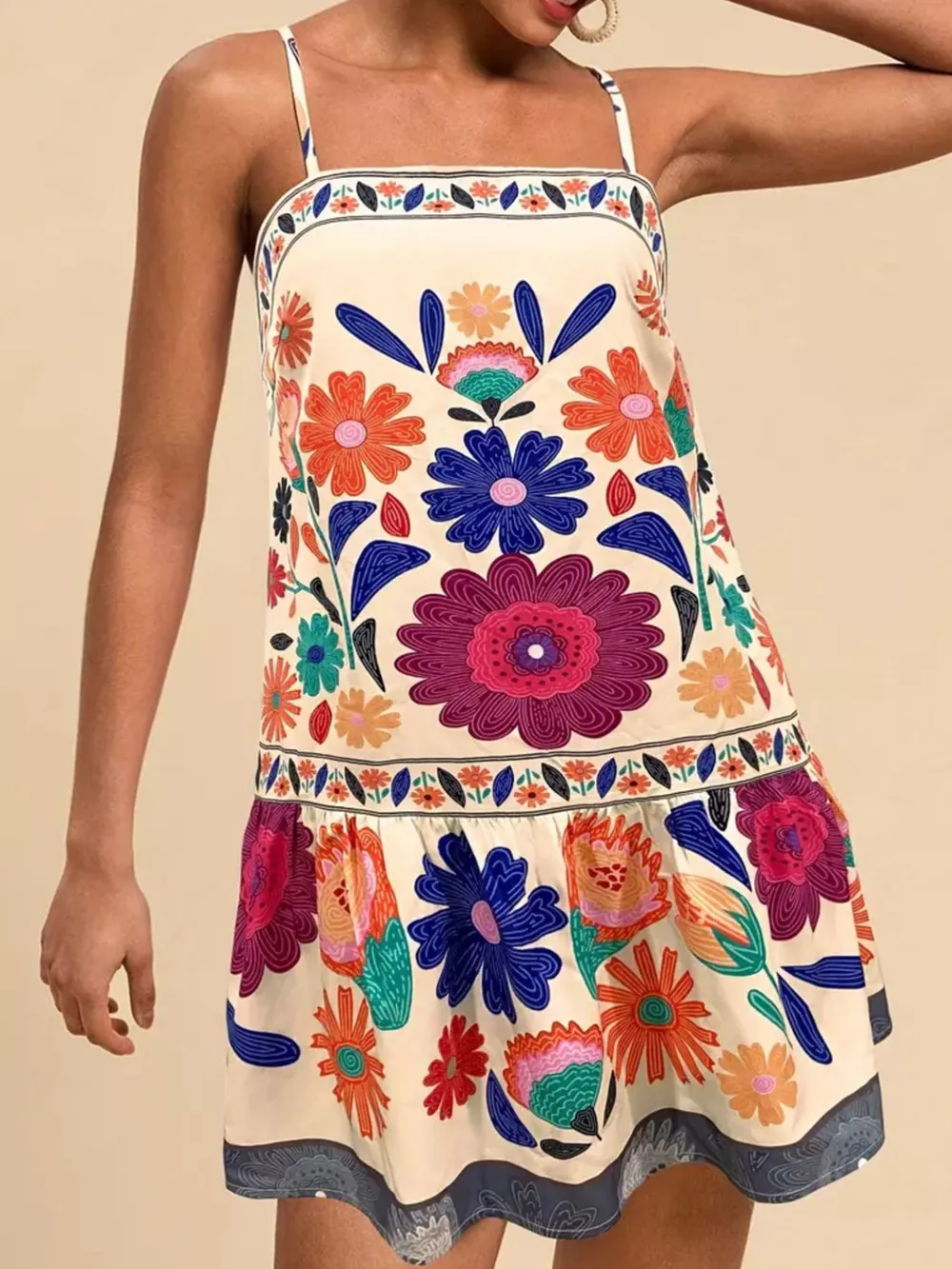 Floral Print Sleeveless Mini Dress